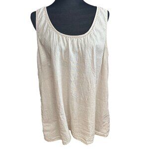 J. Jill Tank XL Beige 100% Linen Top Shirt Sleeveless Blouse Women